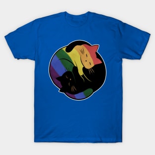 Rainbow Cat Yin Yang LGBT Gay Pride Flag T-Shirt